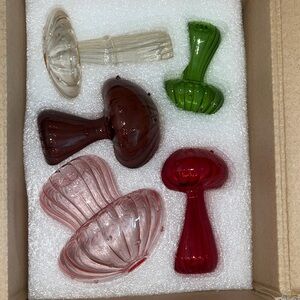 Colorful Glass Mushroom Decor Set